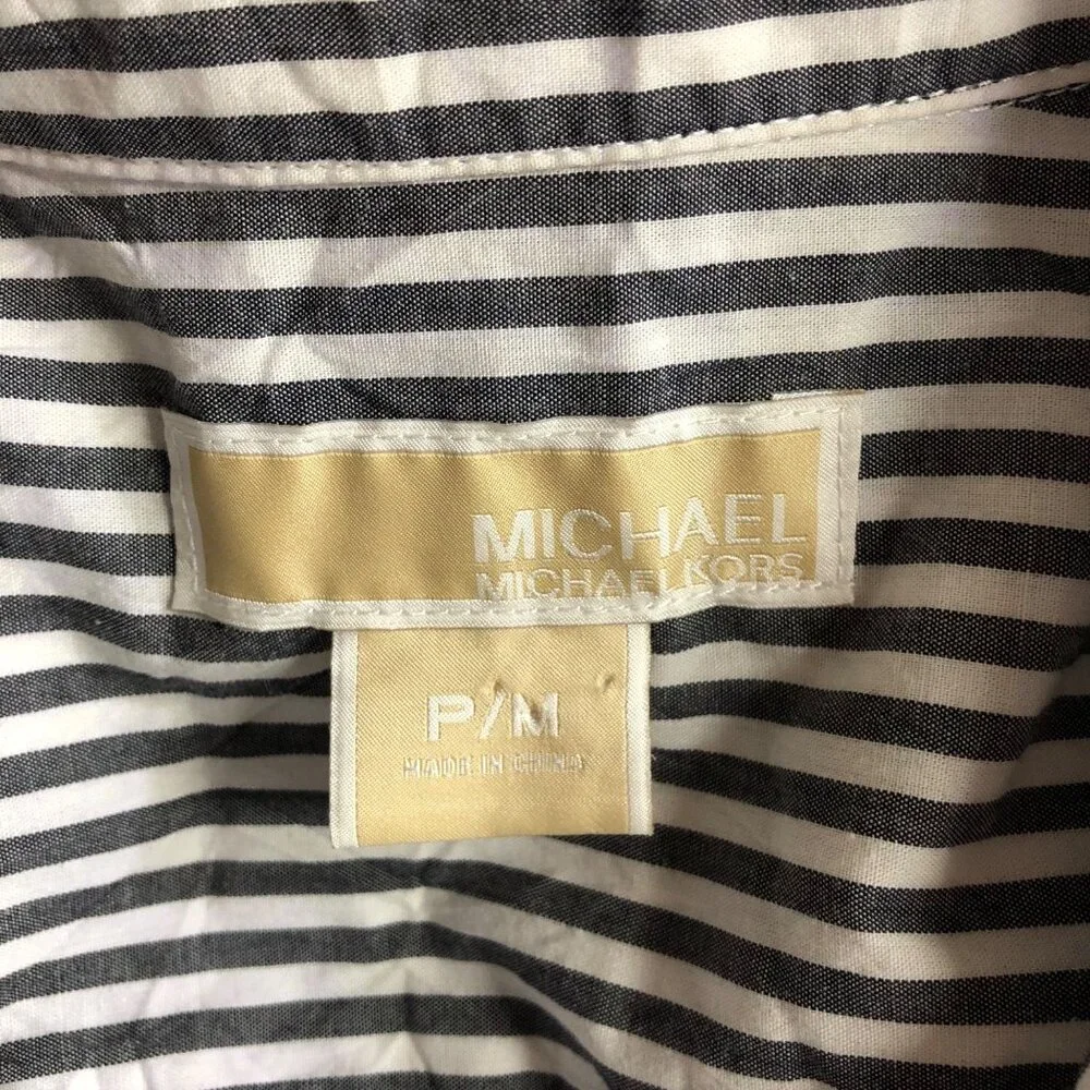 Michael‎ Kors Womens Striped Button-Down Shirt With Pockets Size P/M